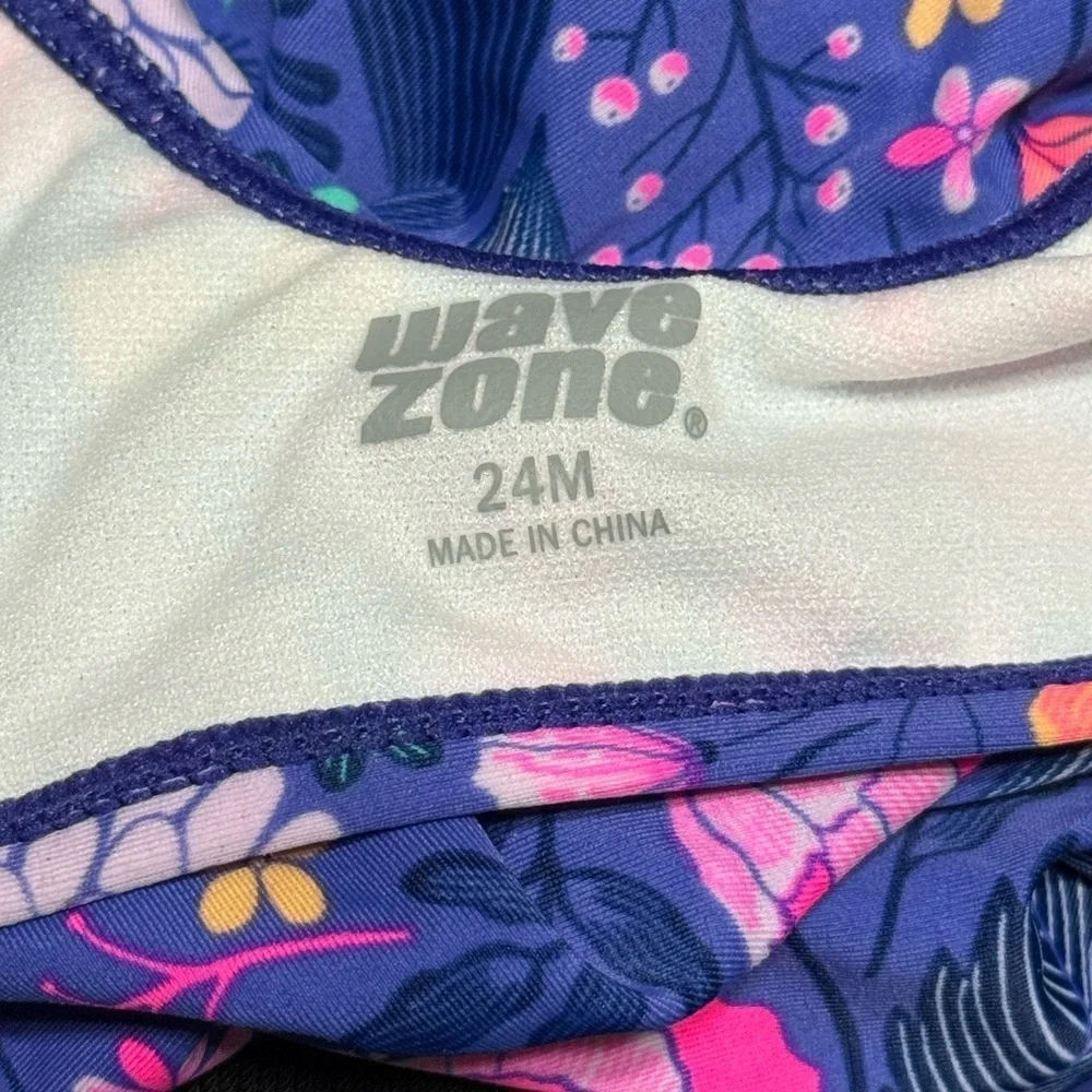 Wave Zone Toddler Floral Kids Swim Set Purple Blue Pink Two Piece Size 24M
